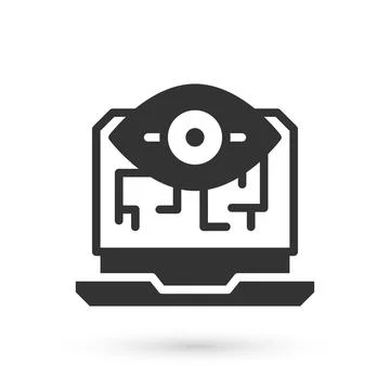 Grey Computer vision icon isolated on white background. Technical vision, eye Stock Illustration