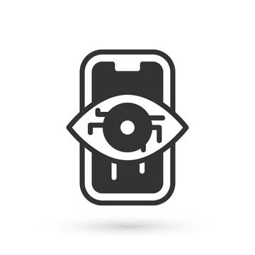 Grey Computer vision icon isolated on white background. Technical vision, eye Stock Illustration