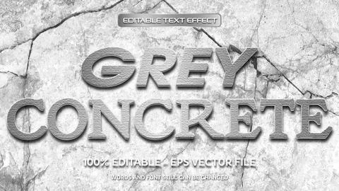 Grey concrete editable text effect with natural stone background Stock Illustration