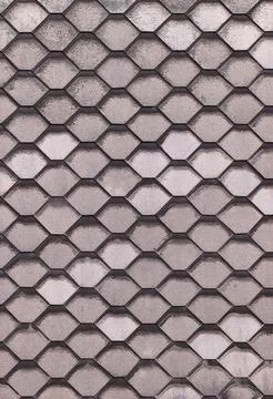 Grey concrete hexagonal pavement creating repeating pattern Foto stock