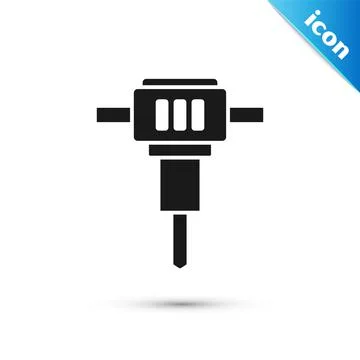 Grey Construction jackhammer icon isolated on white background. Vector 库存插图