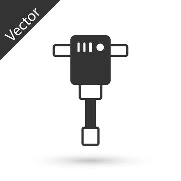 Grey Construction jackhammer icon isolated on white background. Vector 库存插图