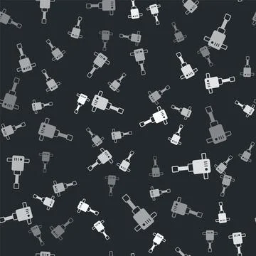 Grey Construction jackhammer icon isolated seamless pattern on black background Stock Illustration