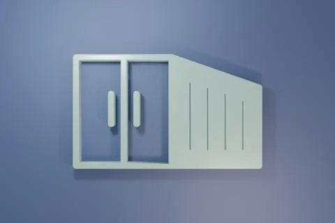 Grey Container icon isolated on purple-blue background. Crane lifts a conta.. Stock Illustration