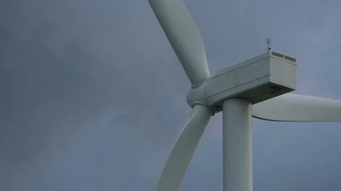Grey contemporary energy source windmill with blades Stock Footage 157321341