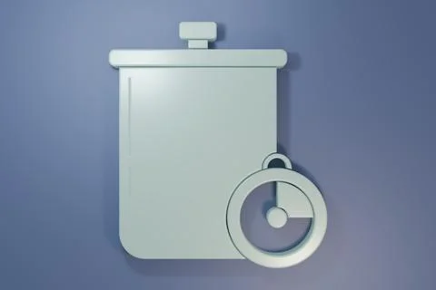 Grey Cooking pot and kitchen timer icon isolated on purple-blue background... Illustrazione stock