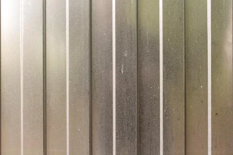 Grey corrugated metal sheet texture with vertical lines for industrial back Stock Photos