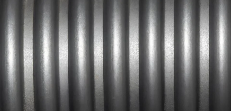 Grey corrugated plastic pipe texture background industrial macro close up Stock Photos