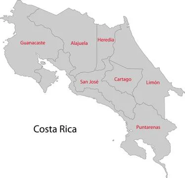 Grey costa rica map Stock Illustration