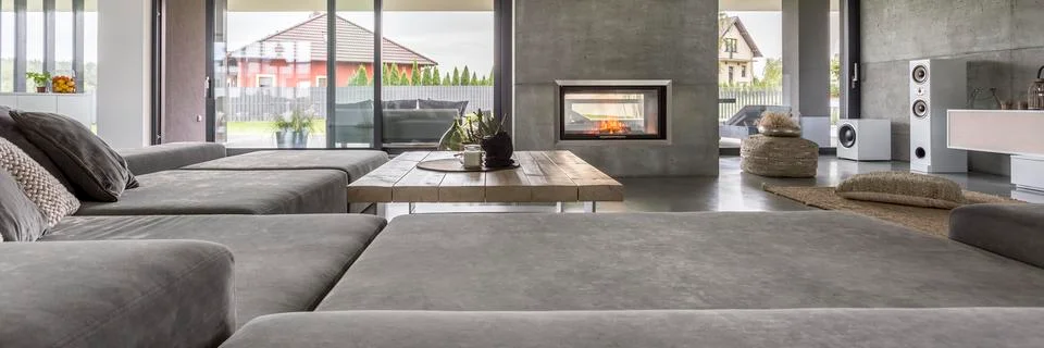 Grey couch set Stock Photos
