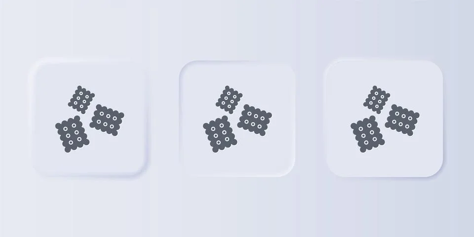 Grey Cracker biscuit icon isolated on grey background. Sweet cookie. Set ic.. Stock Illustration