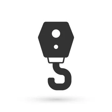 Grey Crane hook icon isolated on white background. Industrial hook icon. Vector Illustrazione stock