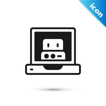 Grey Creating robot icon isolated on white background. Artificial intelligence Stock Illustration