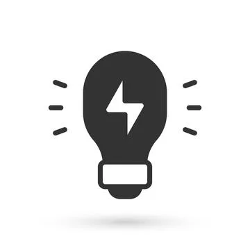 Grey Creative lamp light idea icon isolated on white background. Concept idea Stock Illustration