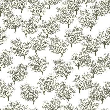 Grey creative random tree forest silhouettes seamless doodle pattern. Isolate Illustrazione stock
