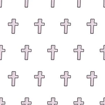 Grey cross creepy seamless pattern on white background. Stock Illustration