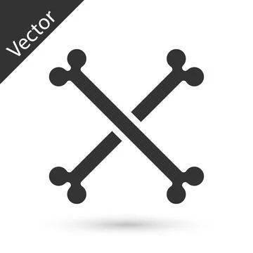 Grey Crossed human bones icon isolated on white background. Vector Stock Illustration