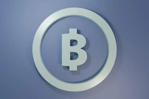 Grey Cryptocurrency coin Bitcoin icon isolated on purple-blue background. P.. Stock Illustration