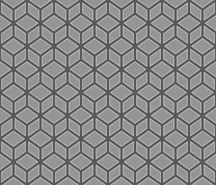 Grey cubes with border on grey background contour abstract cubes pattern Illustrazione stock