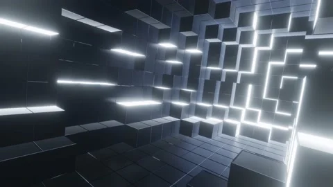 Grey cubic tunnel Stock Footage 130403891