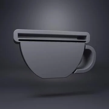 Grey Cup of tea icon isolated on grey background. Minimalism concept. 3D re.. Illustrazione stock