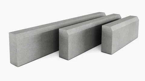 Grey curbstone on white background Stock Illustration