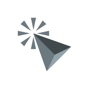 Grey cursor icon, flat style 스톡 일러스트