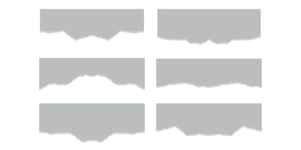 Grey Curved Torn Paper Section Dividers Stock Illustration