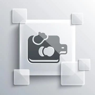 Grey Cutting board with vegetables icon isolated on grey background. Chopping Stock Illustration