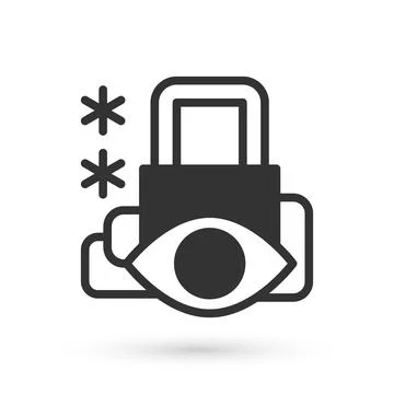 Grey Cyber security icon isolated on white background. Closed padlock on digital Stock Illustration