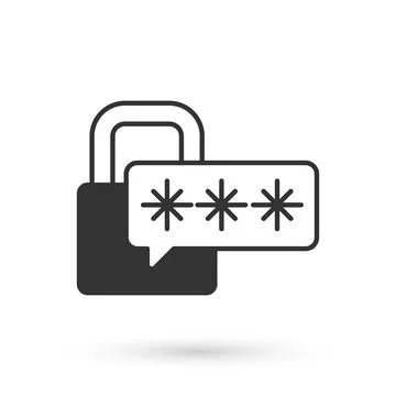 Grey Cyber security icon isolated on white background. Closed padlock on digital イラスト素材