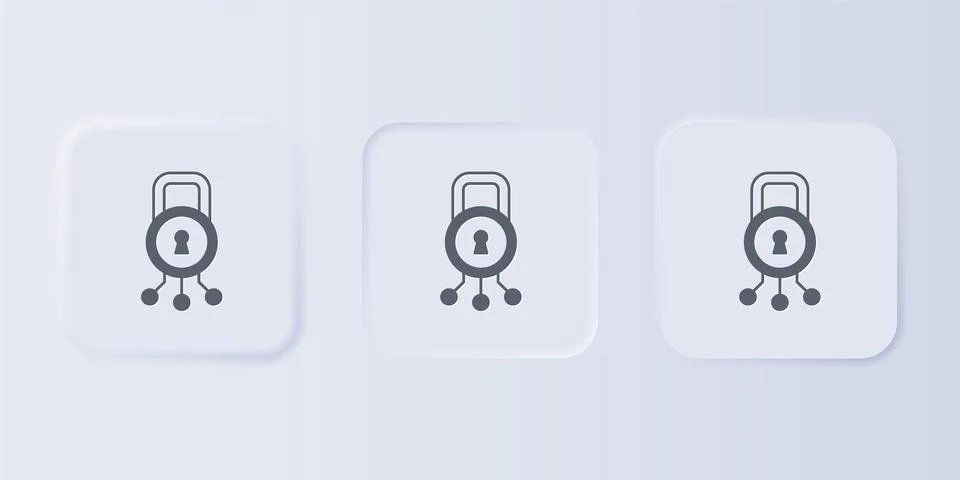 Grey Cyber security icon isolated on grey background. Closed padlock on dig.. 스톡 일러스트