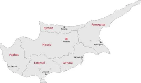 Grey Cyprus map Stock Illustration
