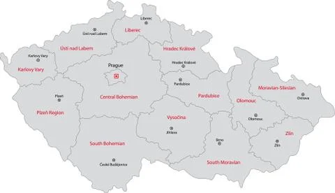 Grey Czech Republic map Stock Illustration