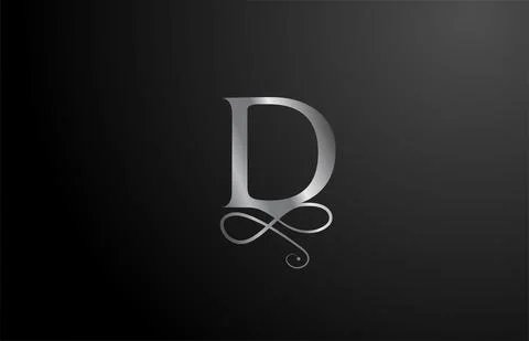 Grey D elegant monogram alphabet letter icon logo design. Vintage corporate b Stock Illustration