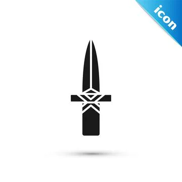 Grey Dagger icon isolated on white background. Knife icon. Sword with sharp Stock Illustration
