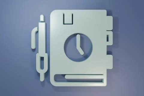 Grey Daily paper notepad icon isolated on purple-blue background. Minimalis.. Illustrazione stock
