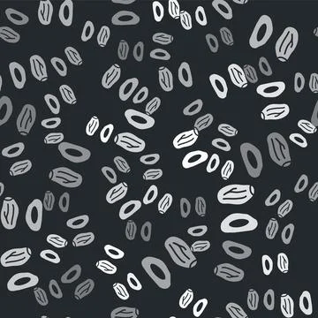 Grey Date fruit icon isolated seamless pattern on black background. Vector 스톡 일러스트