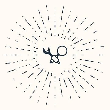 Grey Debugging icon isolated on beige background. Debugging tool. Magnifying Illustrazione stock