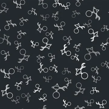 Grey Debugging icon isolated seamless pattern on black background. Debugging Stock Illustration