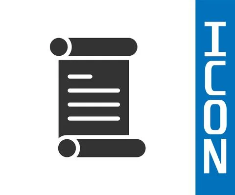 Grey Decree, paper, parchment, scroll icon icon isolated on white background Illustrazione stock