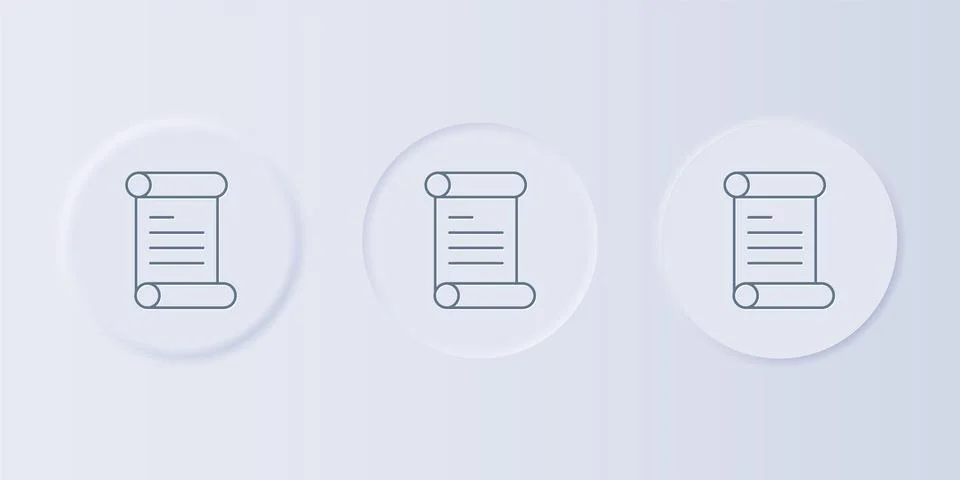 Grey Decree, paper, parchment, scroll icon icon isolated on grey background.. Illustrazione stock