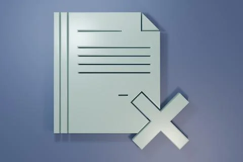 Grey Delete file document icon isolated on purple-blue background. Rejected.. Stock Photos