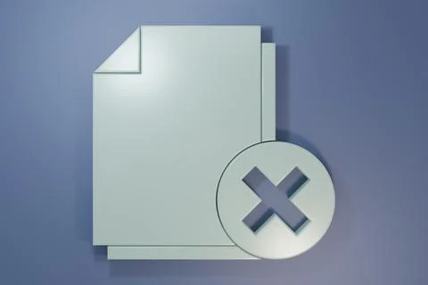 Grey Delete file document icon isolated on purple-blue background. Rejected.. Stock Photos