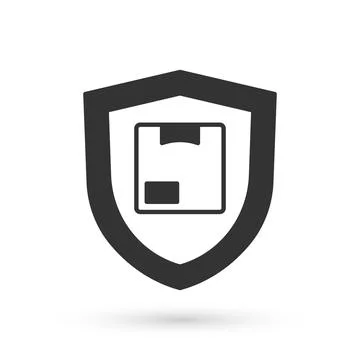 Grey Delivery security with shield icon isolated on white background. Delivery Stock Illustration