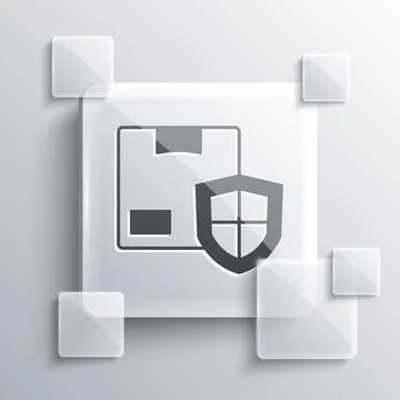 Grey Delivery security with shield icon isolated on grey background. Delivery Stock Illustration