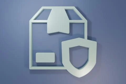 Grey Delivery security with shield icon isolated on purple-blue background... Foto stock