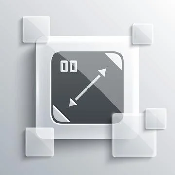 Grey Diagonal measuring icon isolated on grey background. Square glass panels Stock Illustration