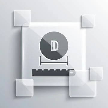 Grey Diameter icon isolated on grey background. Square glass panels. Vector Stock Illustration