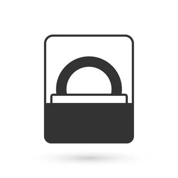 Grey Diamond engagement ring in a box icon isolated on white background. Vector Stock Illustration